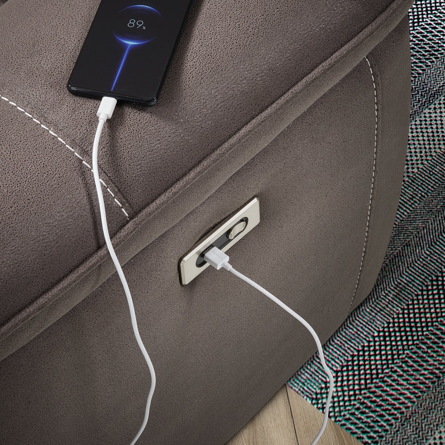 Canapé cuir 3 places, 2 relax électriques | Barcelona Gris