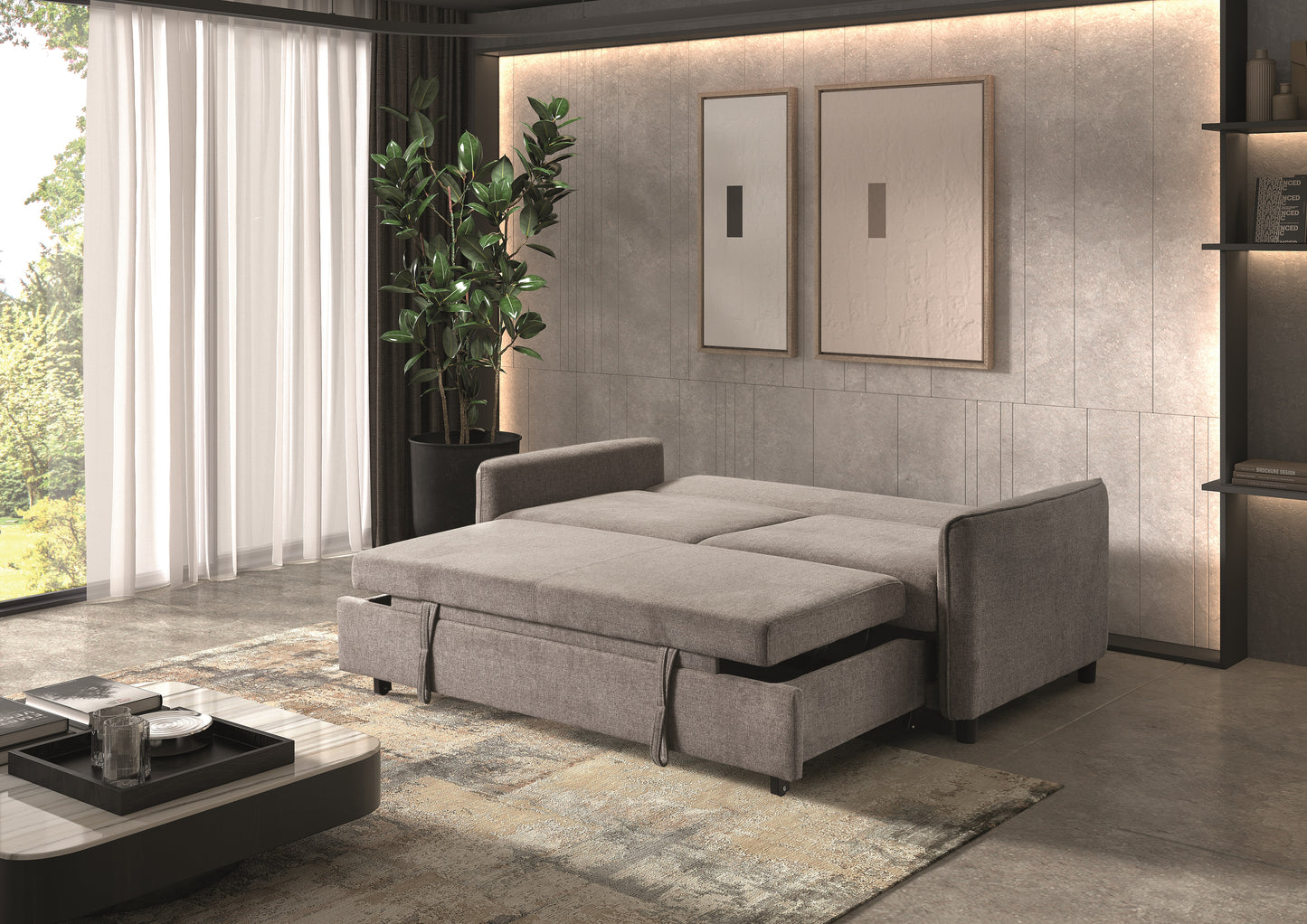 Canapé-lit 3 places | Hudson Gris Claro