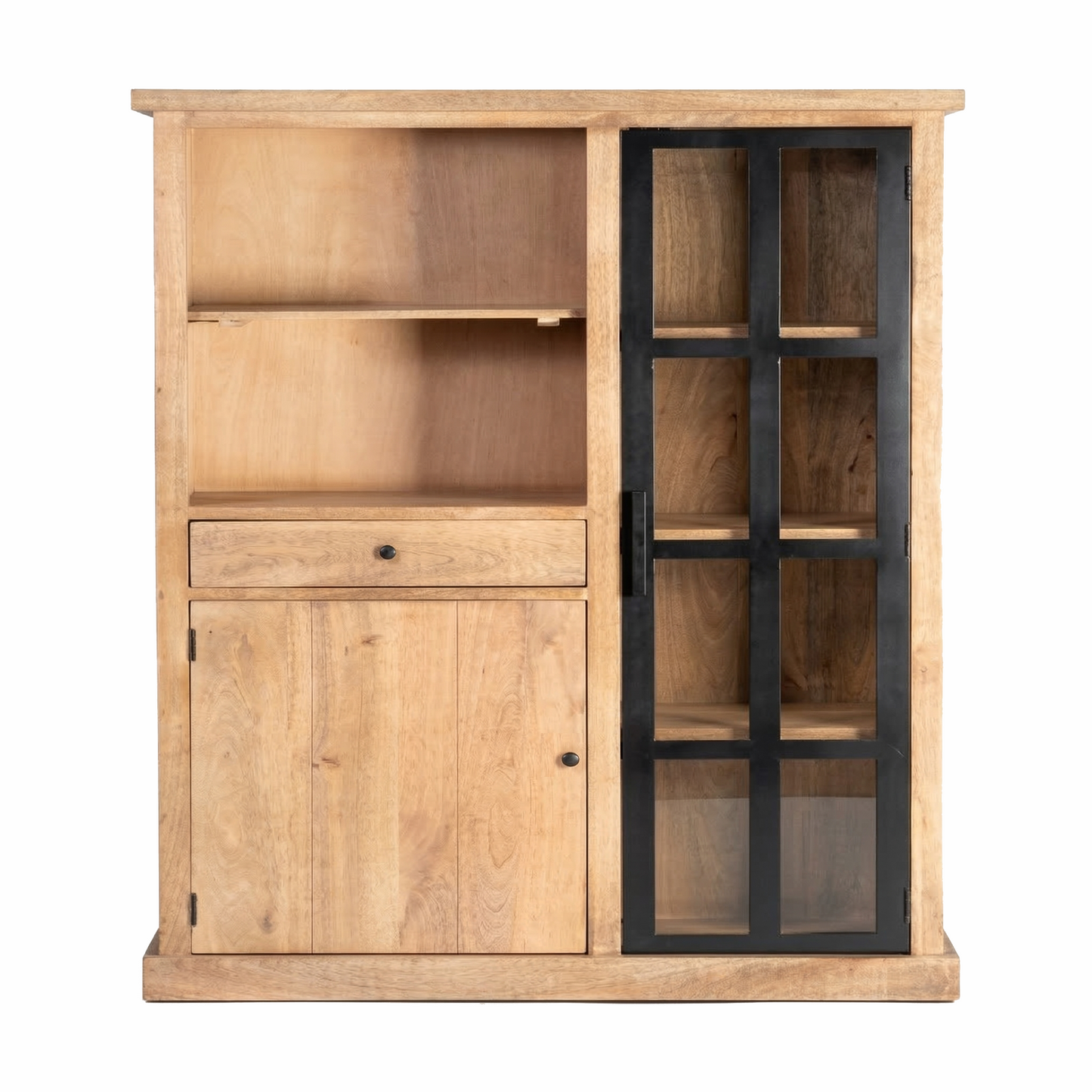Vitrine 2 Portes et 1 Tiroir bois massif en manguier – Scandinaves