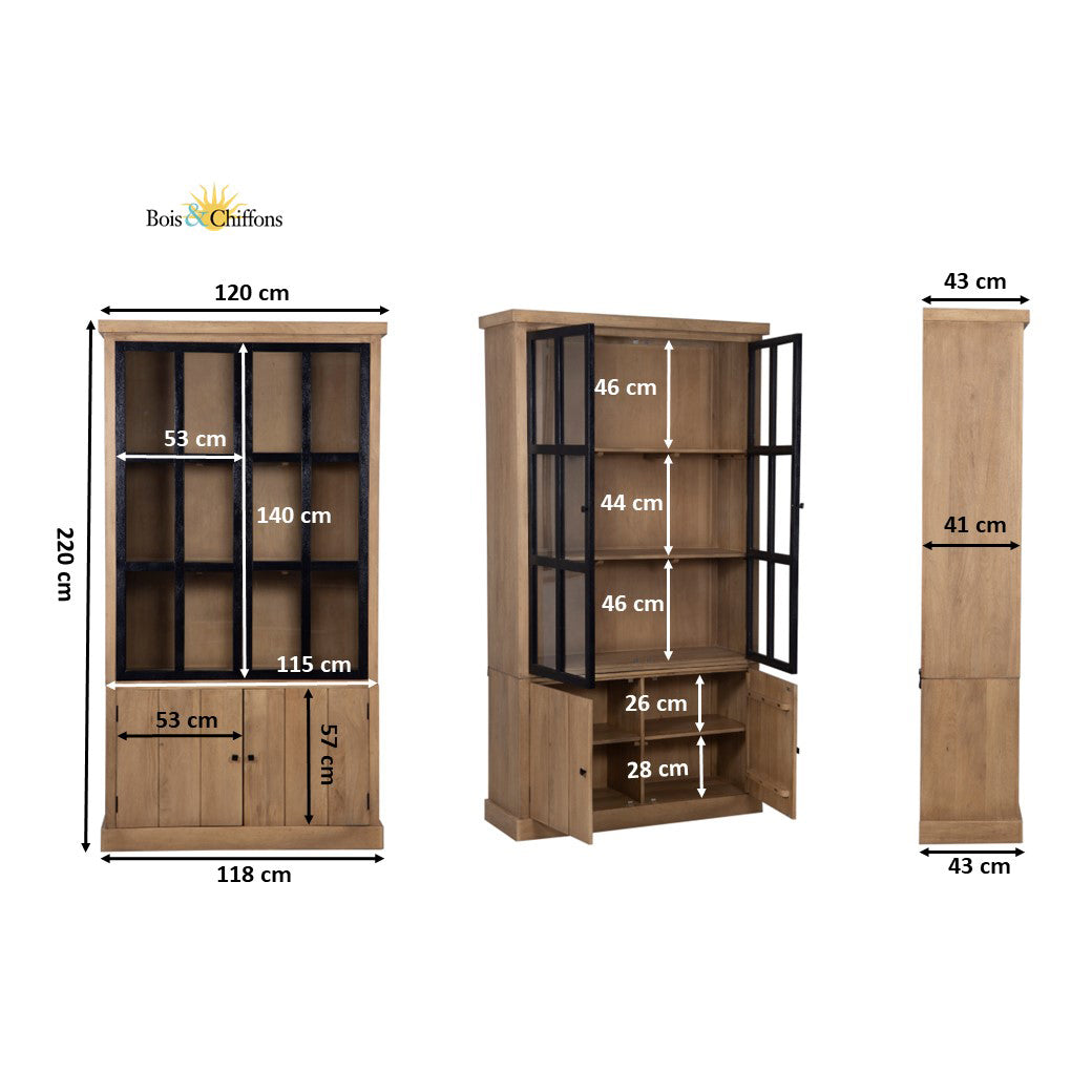 Vitrine 2x2 Portes bois massif en manguier – Scandinaves