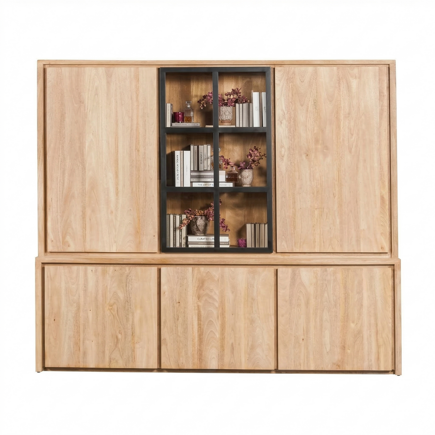 Vitrine 3x3 Portes bois massif en manguier – Scandinaves