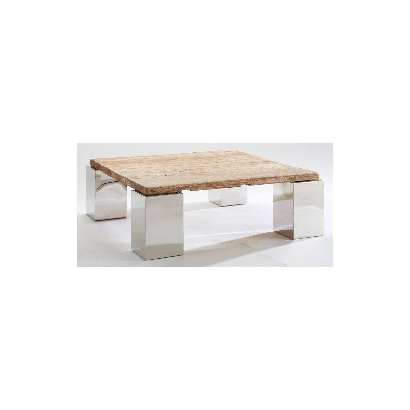 Table basse carrée en orme Stainless ethnique chic 100cm