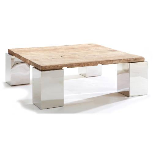 Table basse rectangulaire 130 cm en acacia et métal