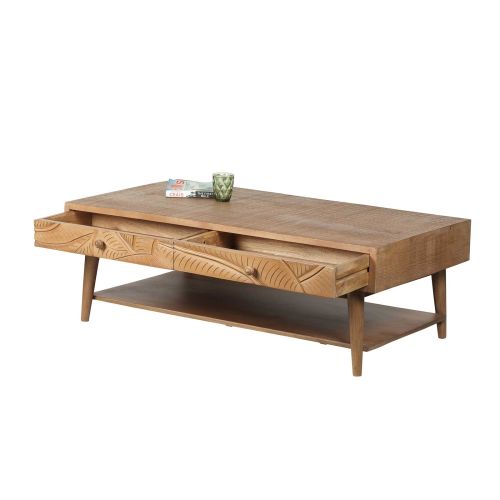Table basse rectangle 2 tiroirs | Manguier Floria