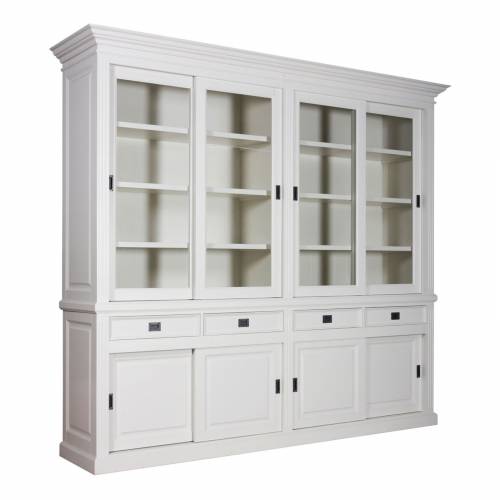 Cabinet 2x4 portes 4 tiroirs Chic - design romantique blanc