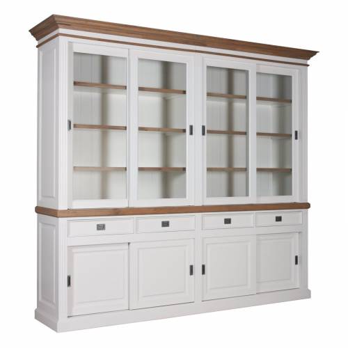 Cabinet 2x4 portes 4 tiroirs "Chêne et Pin Romance" - grand cabinet bicolore