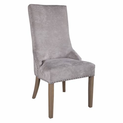 Chaise avec boutons argentés "Ellen" - chaise grise
