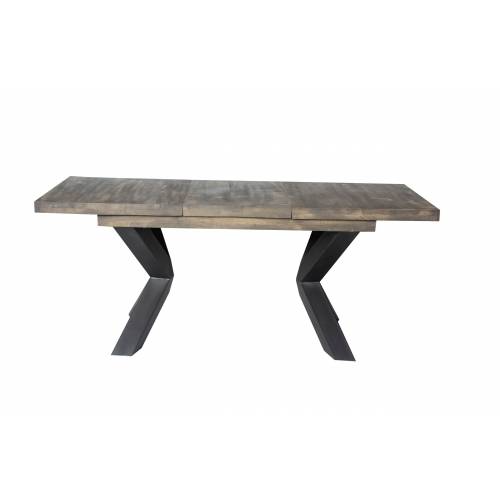 Table semi-haute avec allonge New York en manguier massif et métal