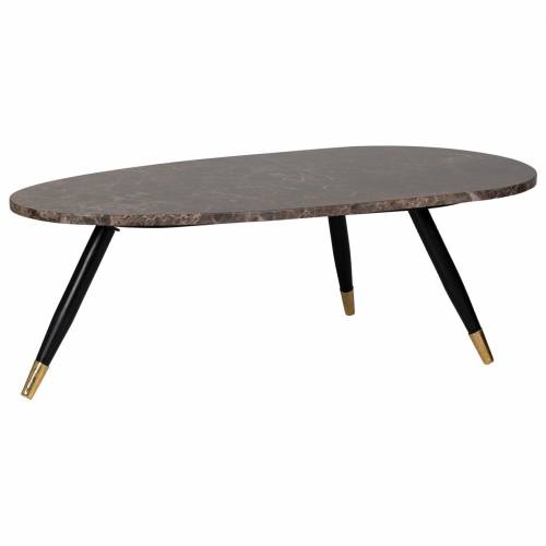 Table basse ovale - Métal et marbre brun empereur "Dalton" Tables basses ovales - 532