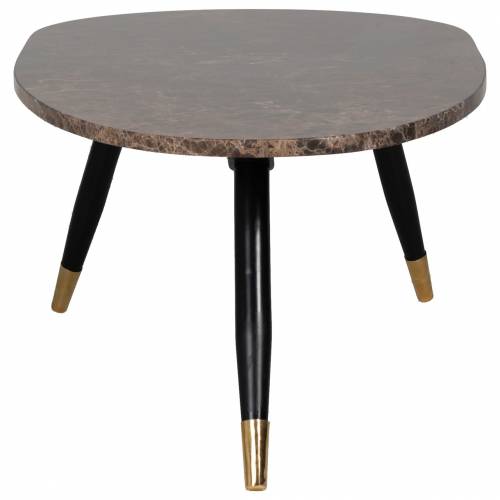 Table basse ovale - Métal et marbre brun empereur "Dalton" Tables basses ovales - 834