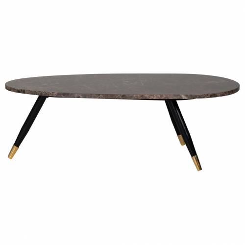 Table basse ovale - Métal et marbre brun empereur "Dalton" Tables basses ovales - 860