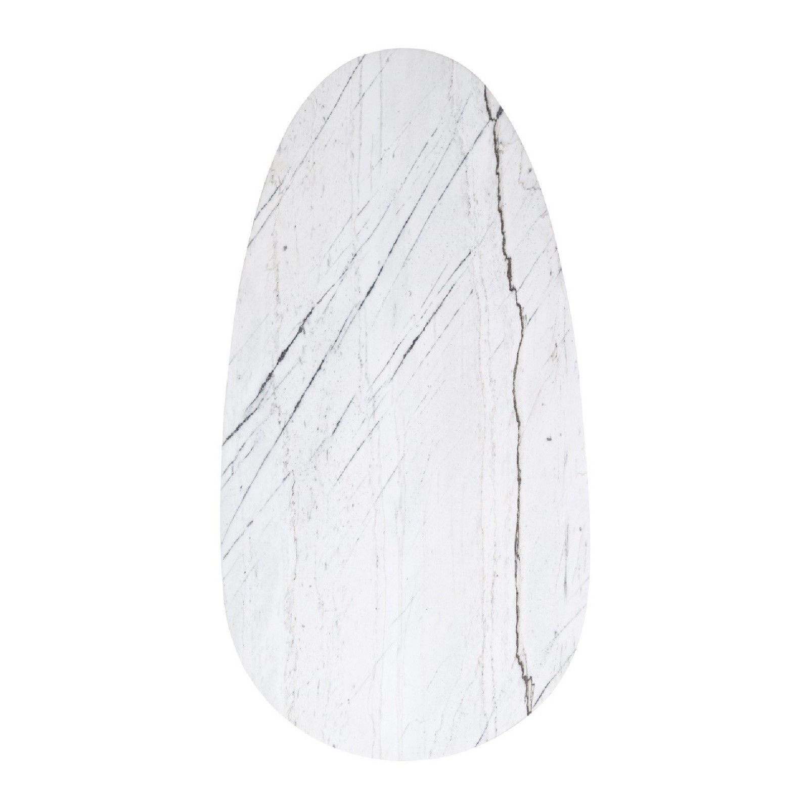 Table basse ovale - Métal et marbre blanc 