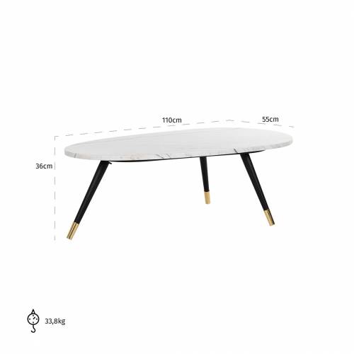 Table basse ovale - Métal et marbre blanc "Lexington" Tables basses rectangulaires - 153