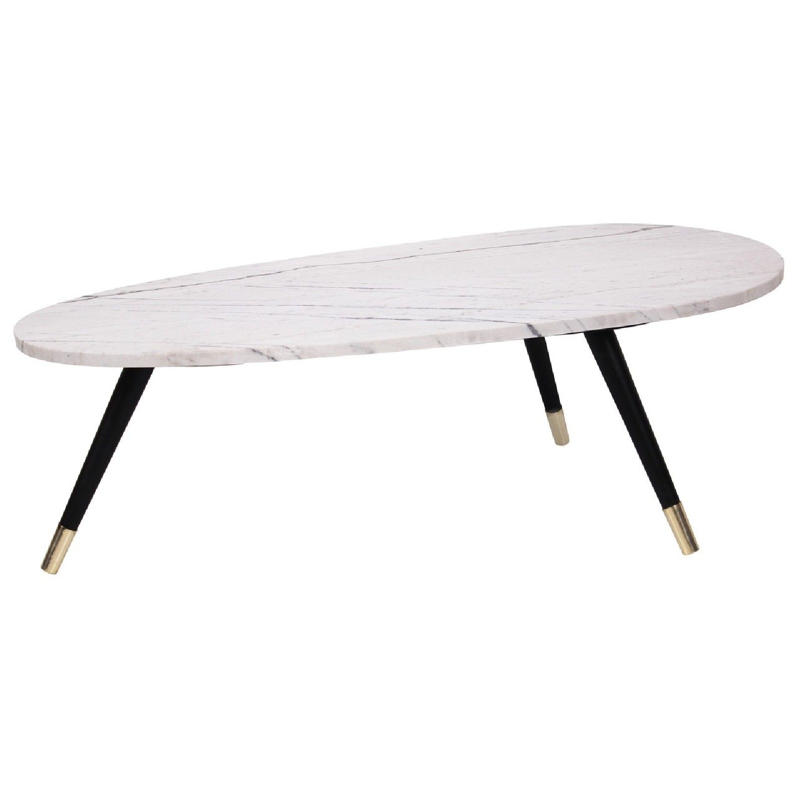 Table basse ovale - Métal et marbre blanc 
