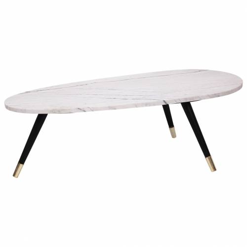 Table basse ovale - Métal et marbre blanc "Lexington" Tables basses rectangulaires - 160