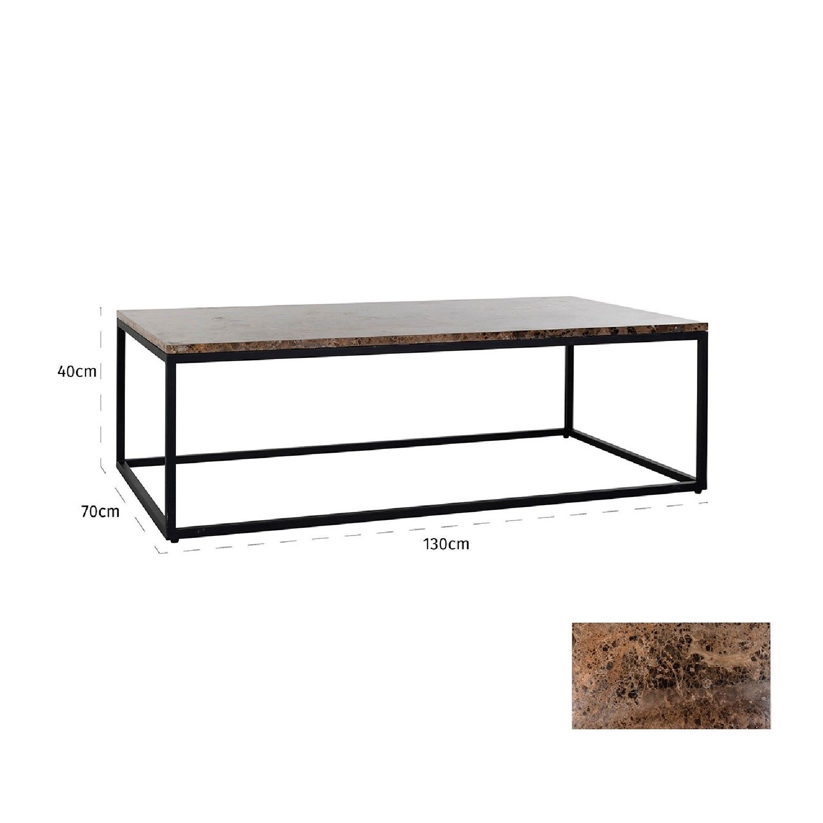 Table basse rectangulaire - Plateau marbre brun 