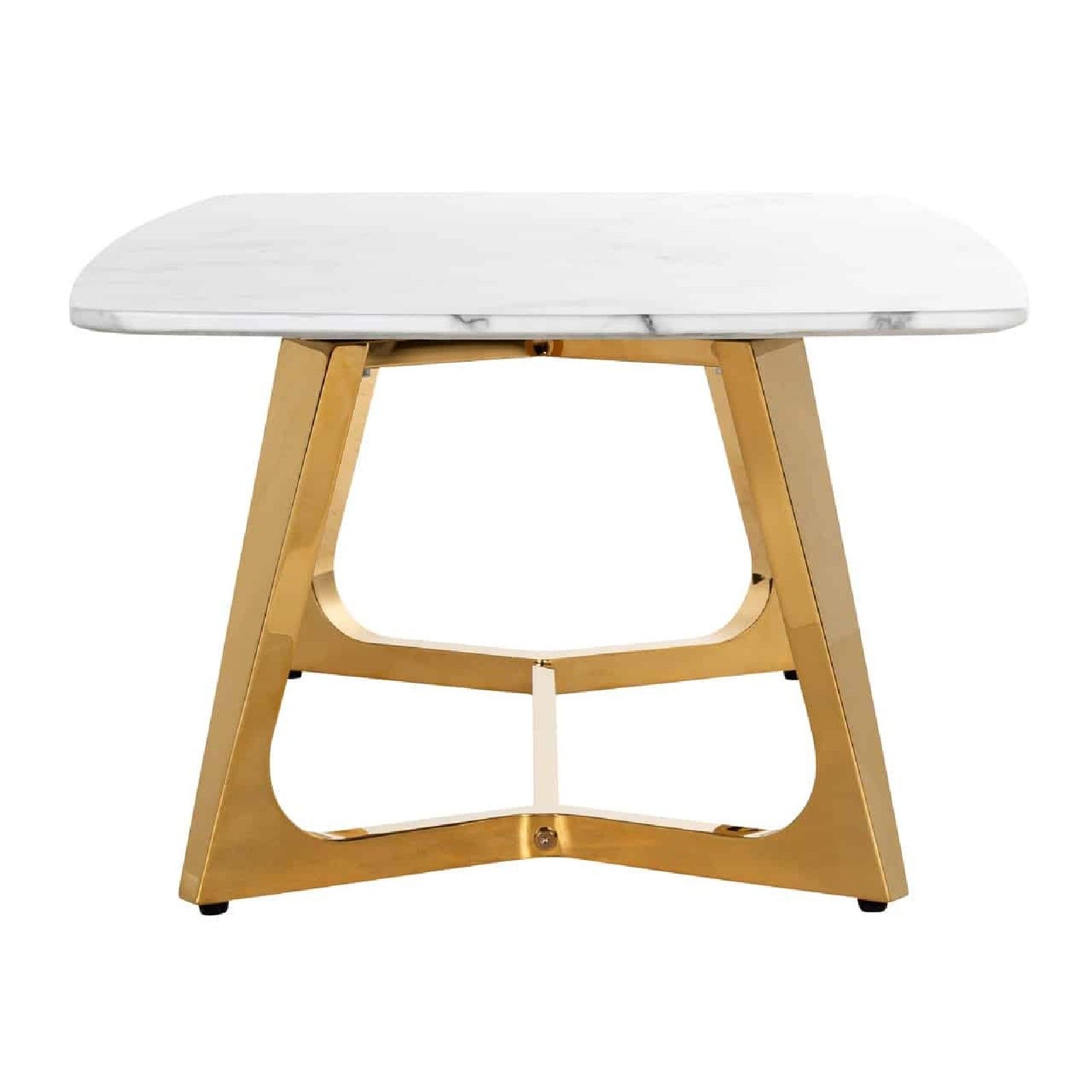 Table basse ovale - Or et marbre blanc 