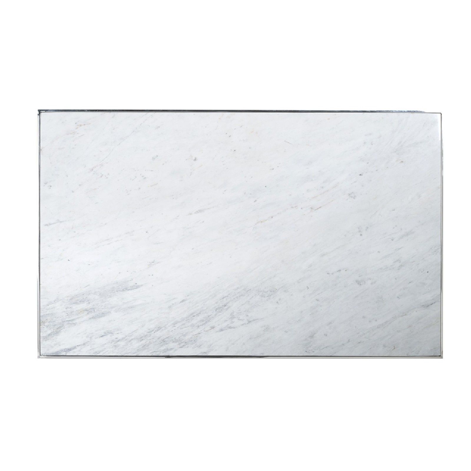 Table basse rectangulaire - Inox et marbre blanc 
