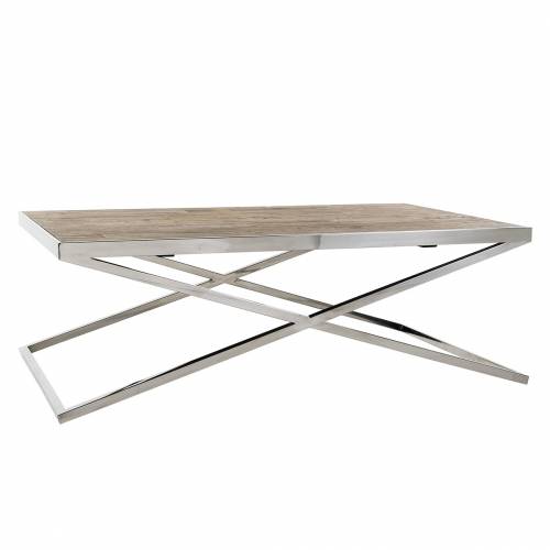 Table basse rectangulaire 130x80 - Inox et bois recyclé "Redmond" Tables basses rectangulaires - 52