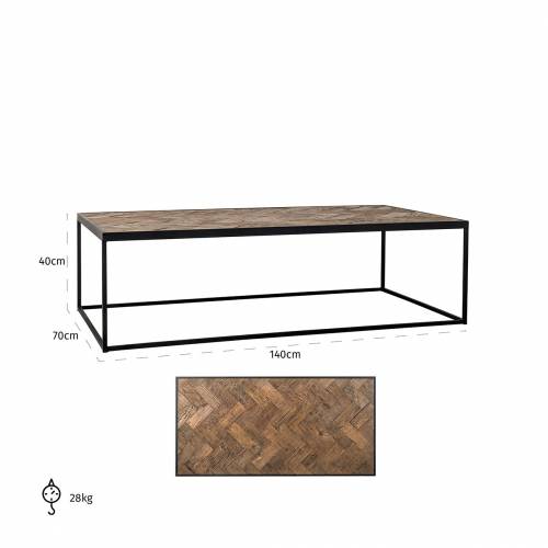 Table basse rectangulaire - Fer industriel noir "Chene Herringbone" Tables basses rectangulaires - 155