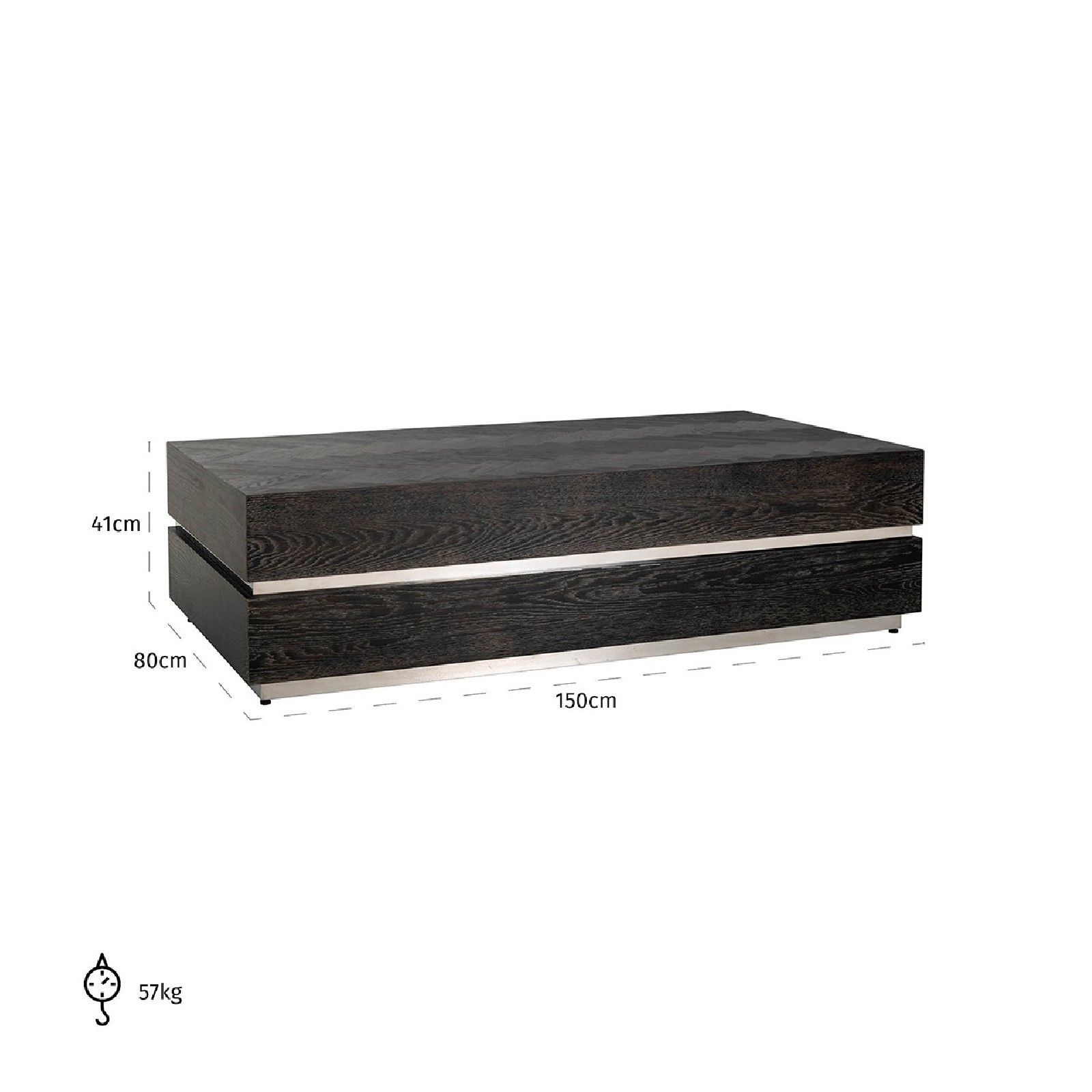 Table de salon Blackbone silver 150x80 (Block) Tables basses rectangulaires - 755