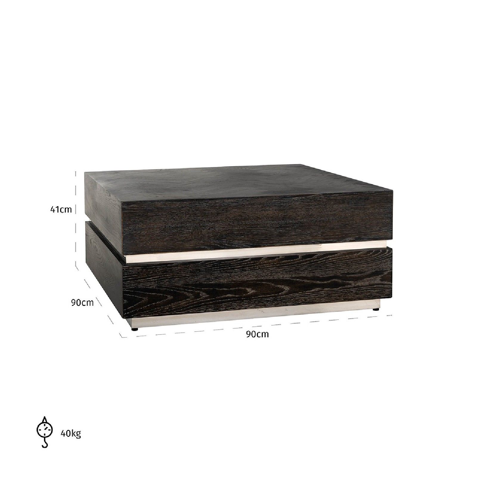 Table de salon Blackbone silver 90x90 (Block) Tables basses rectangulaires - 607