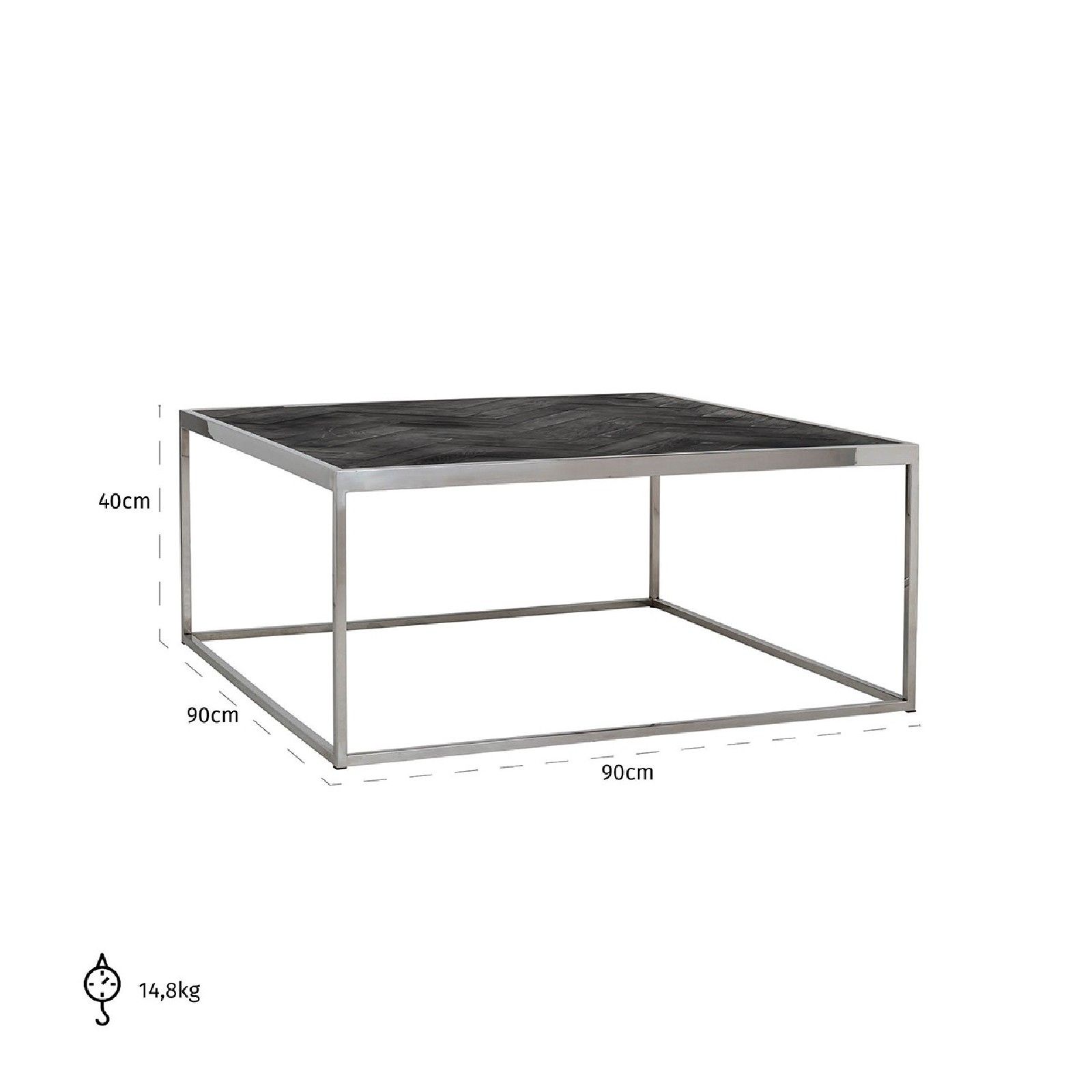 Table de salon Blackbone silver 90x90 Tables basses rectangulaires - 697