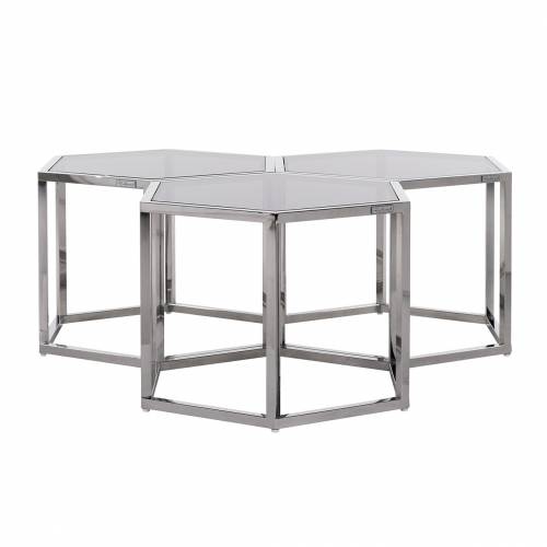 Table de salon Penta set de 4 hexagone argentée Tables basses rondes - 11