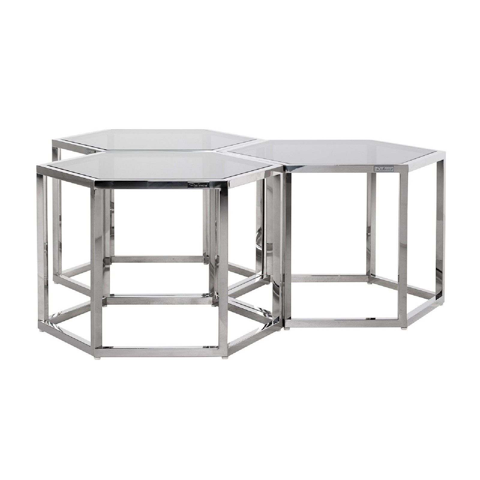 Table de salon Penta set de 4 hexagone argentée Tables basses rondes - 40