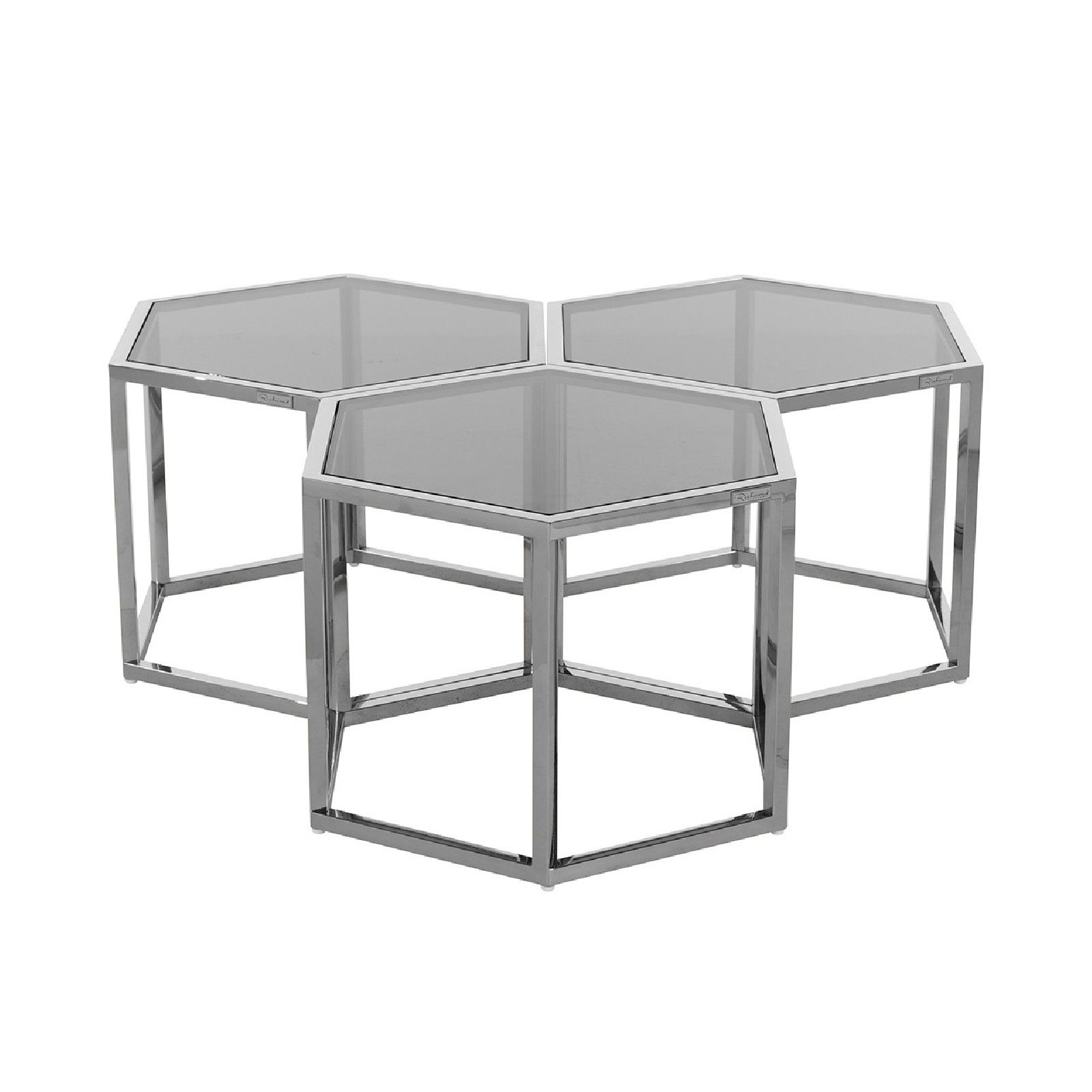 Table de salon Penta set de 4 hexagone argentée Tables basses rondes - 62