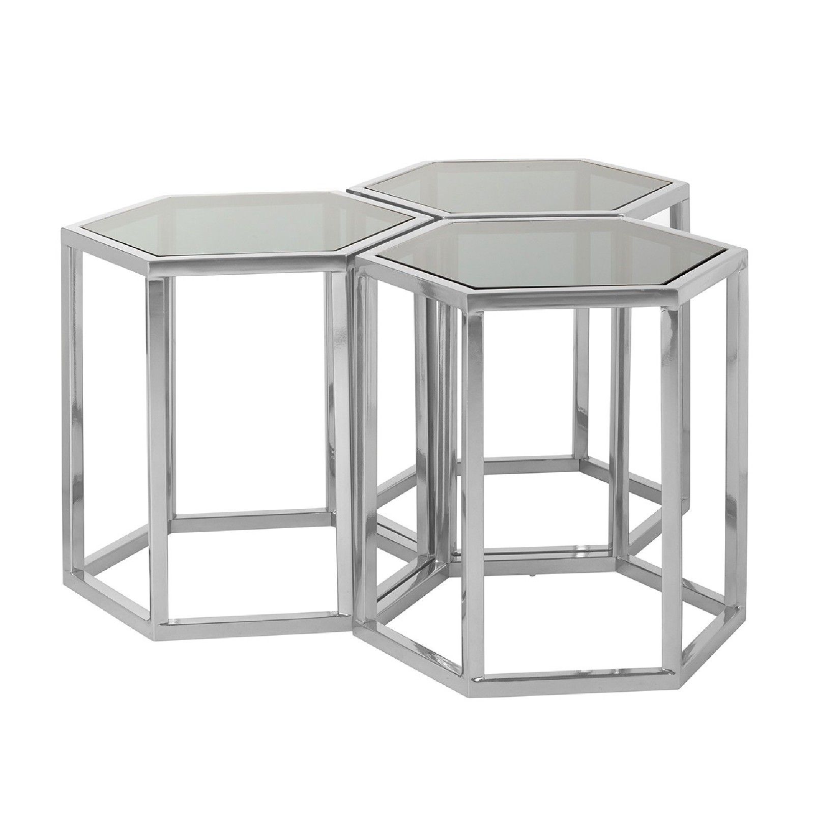 Table de salon Penta set de 4 hexagone argentée Tables basses rondes - 76