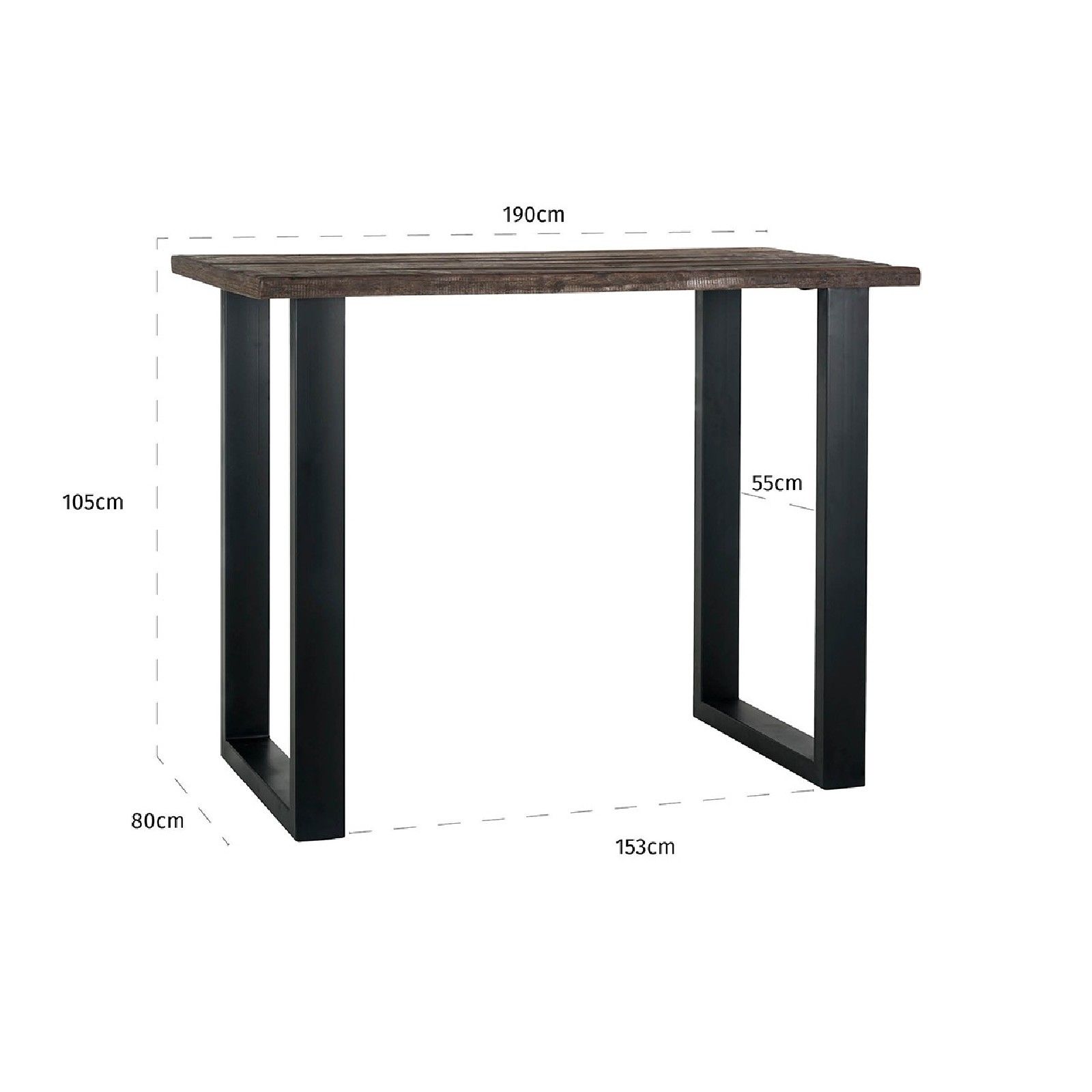 Bar table Raffles 190x80, Recyceld wood Meuble Déco Tendance - 78