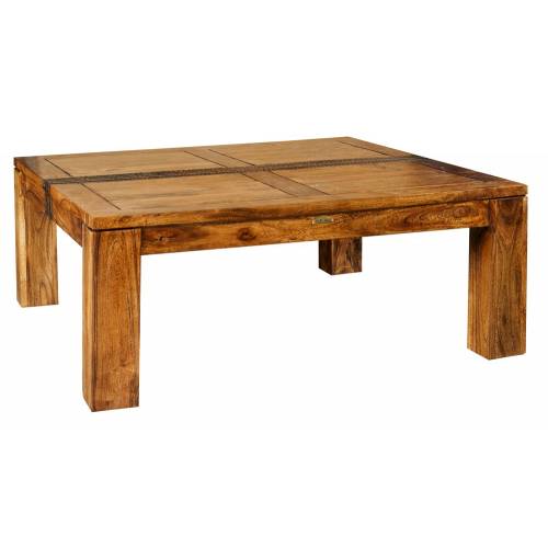 Table basse carrée Tatoo haut de gamme en bois d'acacia massif