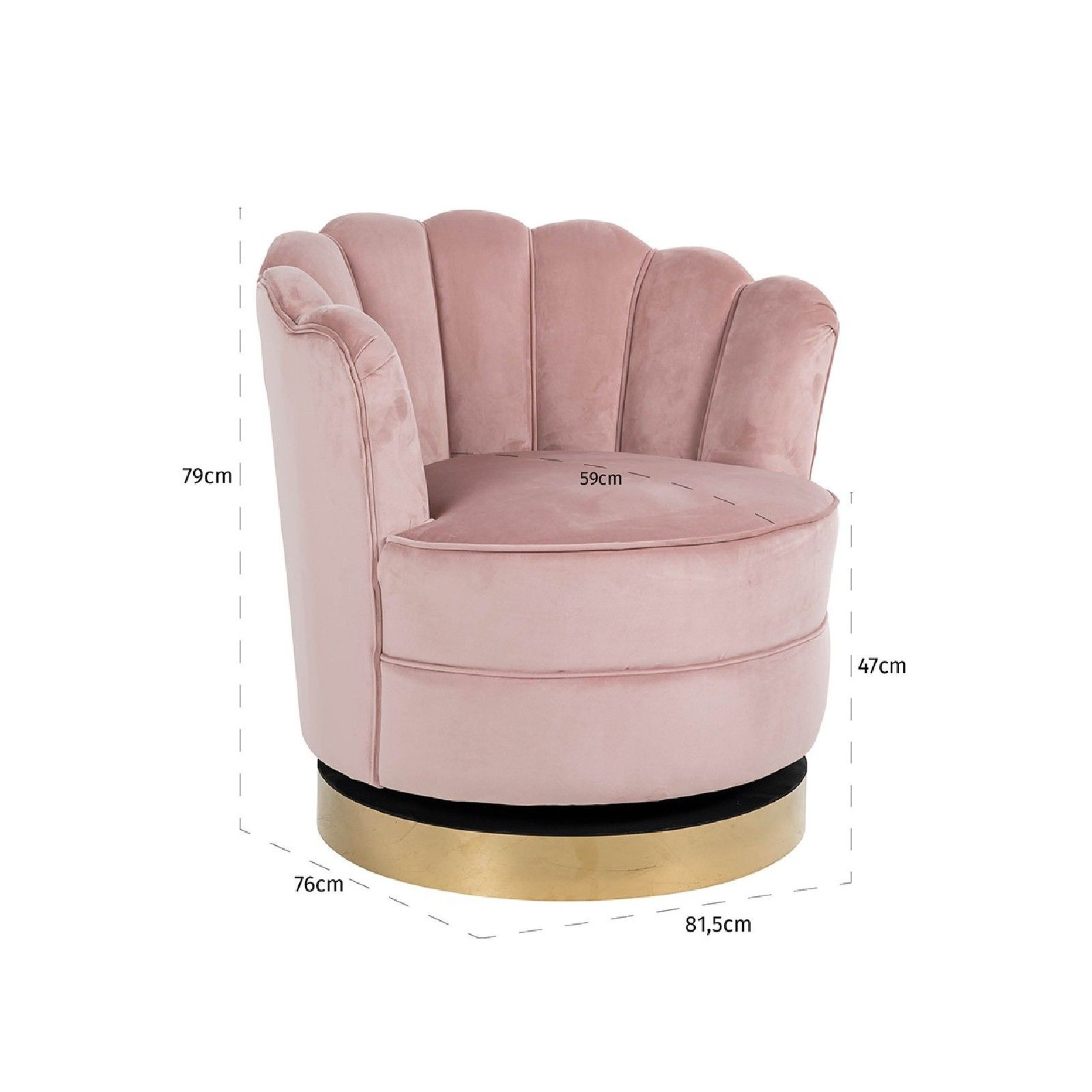 Chaise pivotante Mila Pink Velvet Fauteuils - 277