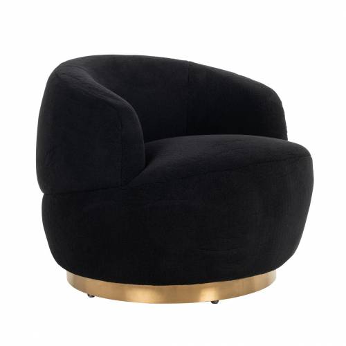 Chaise pivotante Teddy Black Faux sheep / Brushed gold Fauteuils - 392