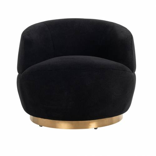 Chaise pivotante Teddy Black Faux sheep / Brushed gold Fauteuils - 424