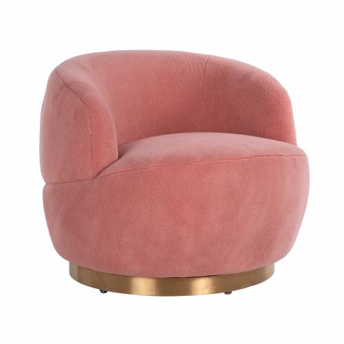 Chaise pivotante Teddy Pink Faux sheep / Brushed gold Fauteuils - 388