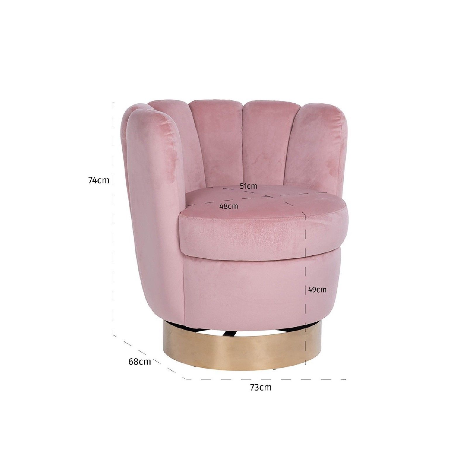 Chaise pivotante Calista Pink velvet / gold Meuble Déco Tendance - 373
