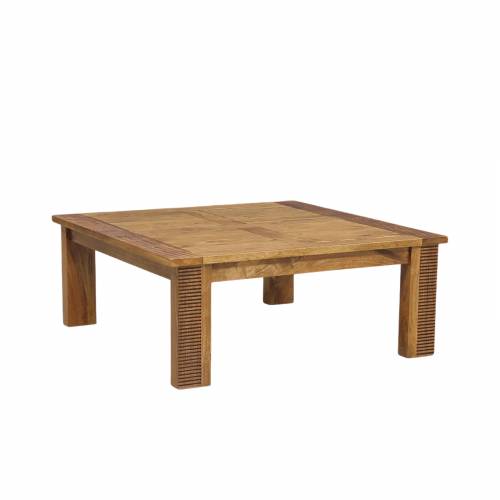 Table basse carrée bois massif strié