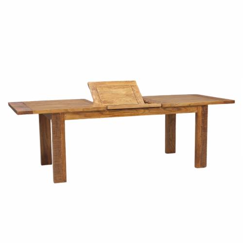 Table de repas rectangulaire rallonge bois massif strié