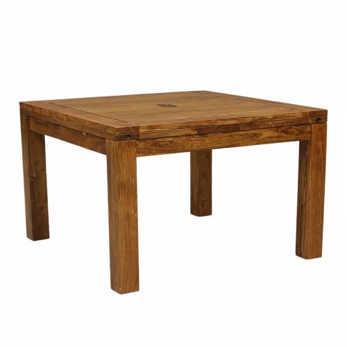 Grande table à manger carrée avec 2 allonges en bois massif