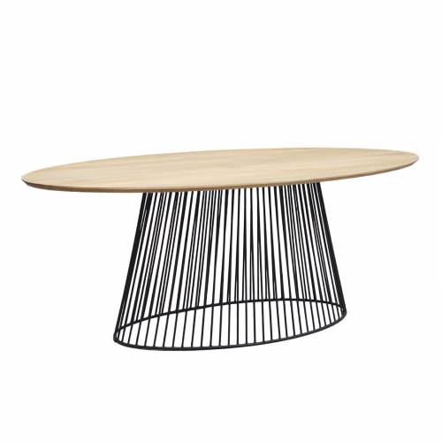 Table à manger ovale design industriel pied metal noir