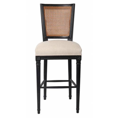 Chaise de bar PLUVINET, chêne noir/lin beige Mobilier Club Vintage - 15