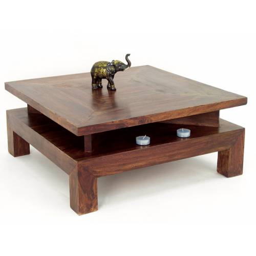 Table Basse Carrée Palissandre Zen - meuble en bois exotique