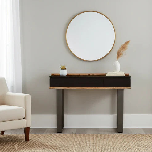 Console 3 tiroirs en acacia Black : élégance discrète et fonctionnalité quotidienne