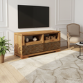 Meuble TV bois sculpté bicolore 130 2T | Acacia Maya