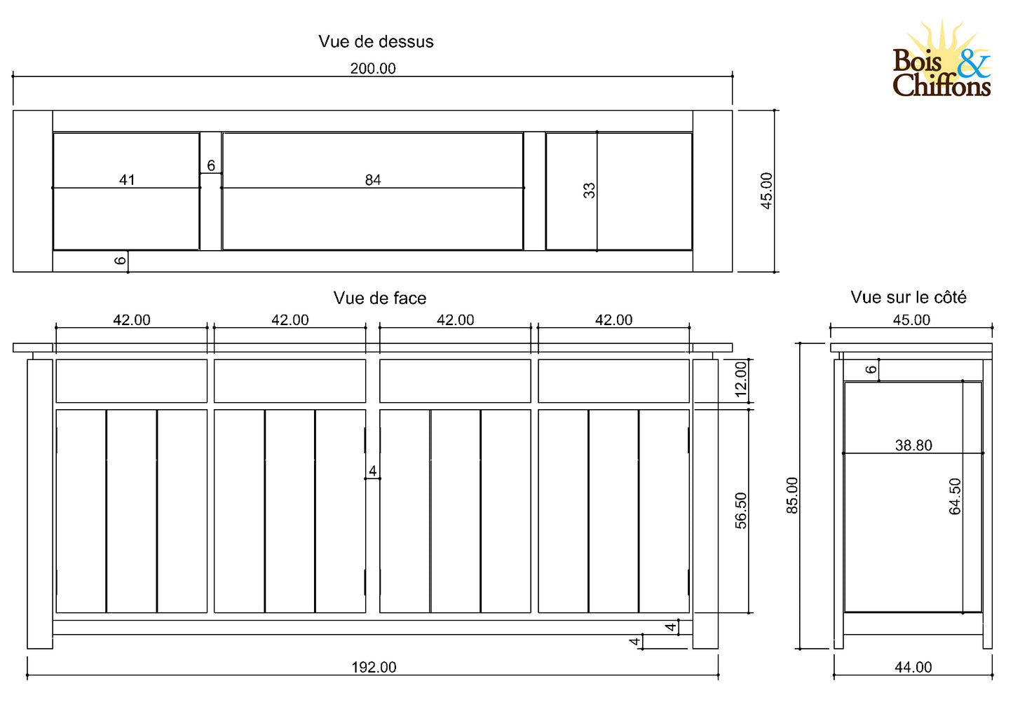 Buffet 4 Portes 4 Tiroirs | Acacia Moon