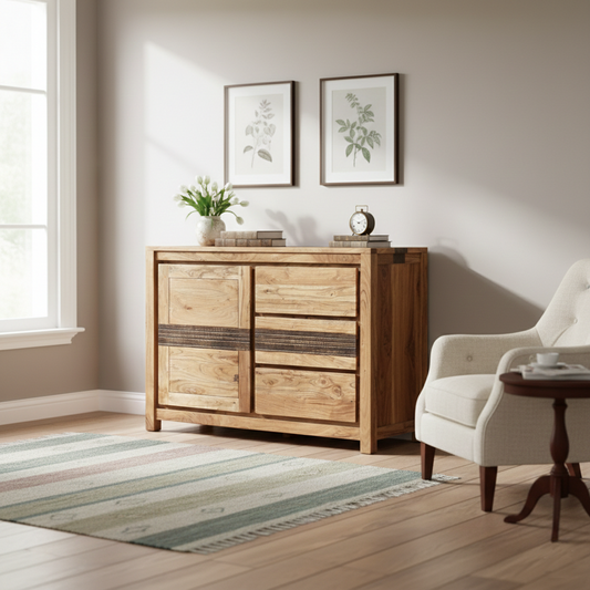 Bahut 1 porte 3 tiroirs | Acacia Tatoo