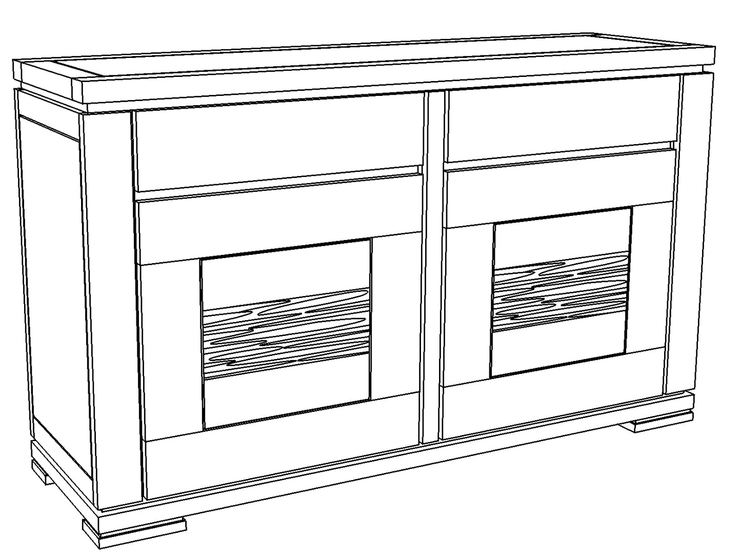 Petit buffet bois sculpté bicolore 2P 2T | Acacia Maya