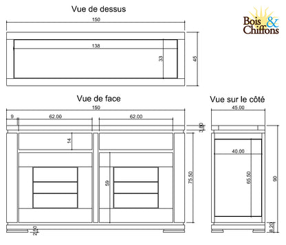 Petit buffet bois sculpté bicolore 2P 2T | Acacia Maya